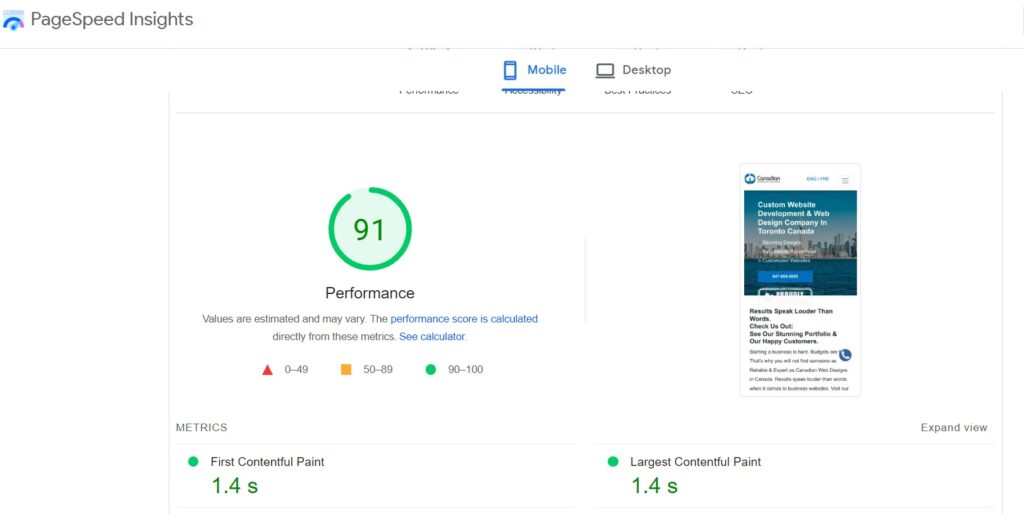 google page speed